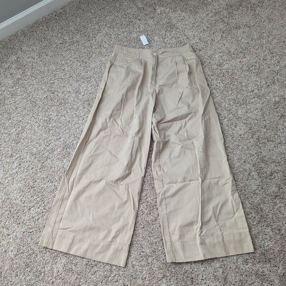 LOFT Womens Poplin Wide Leg Pants - Sz 10 - NWT - Tan - Picture 4 of 7